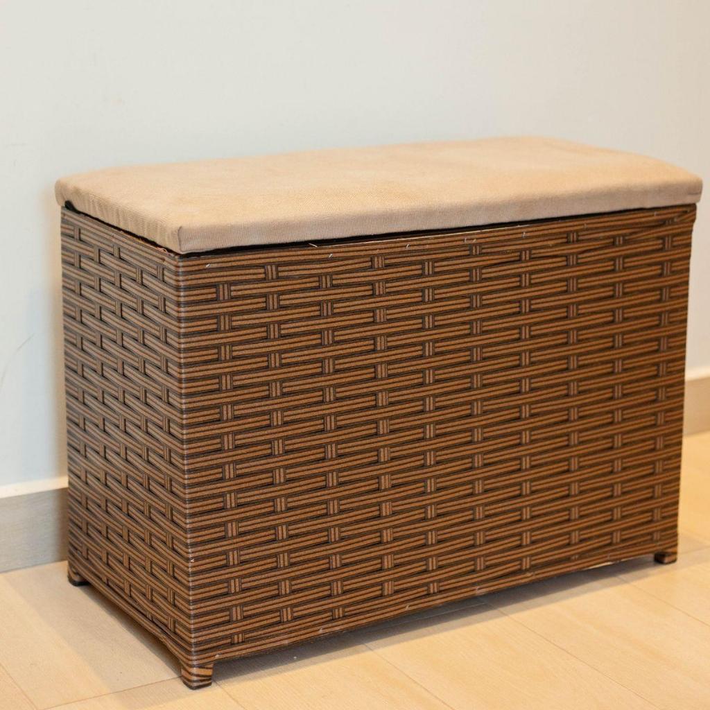 Puff Baú Organizador Fibra Sintética com Assento