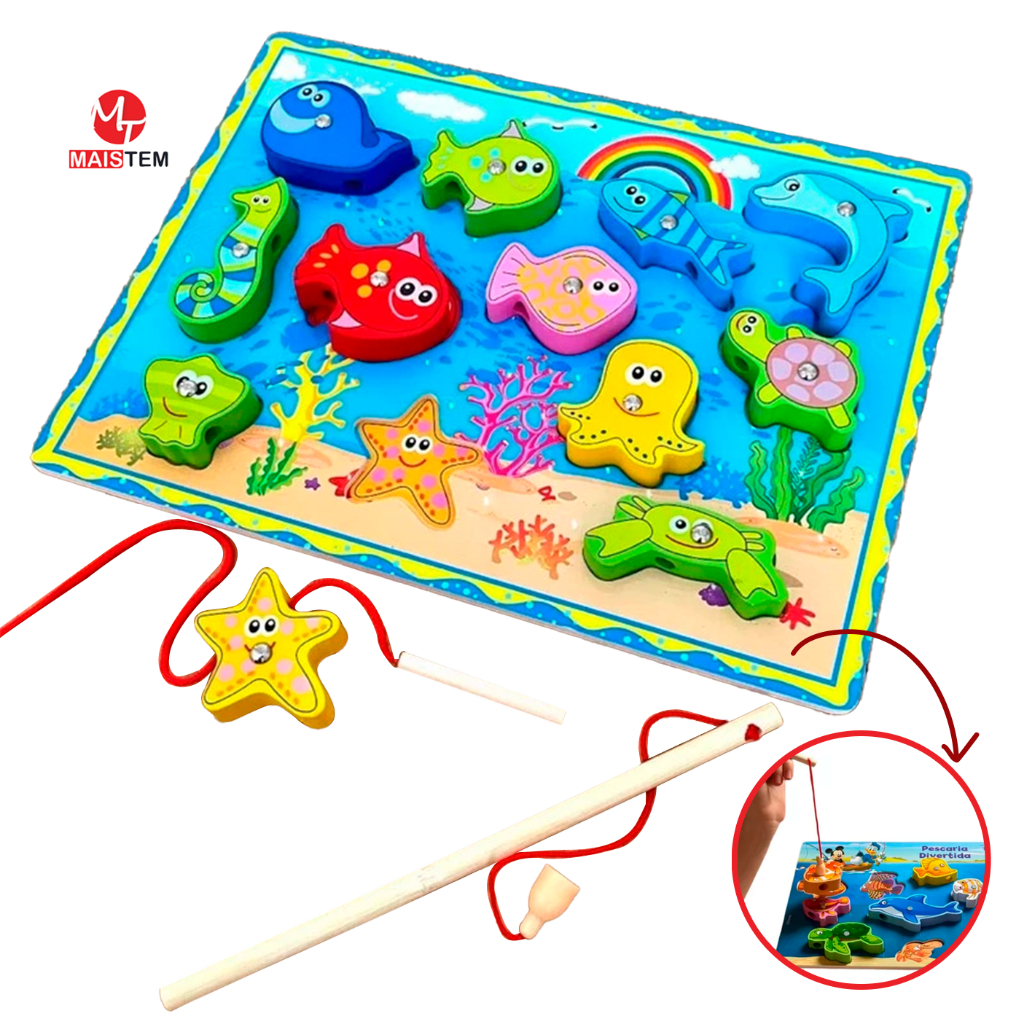 Pescaria Divertida Brinquedo MDF Pescaria de Ima B
