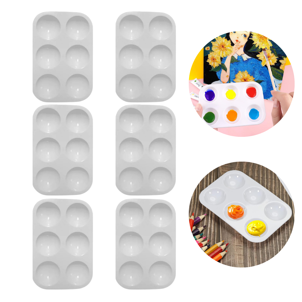 Kit 6 Bandejas Paleta Godê Para Pinturas Tinta Aq