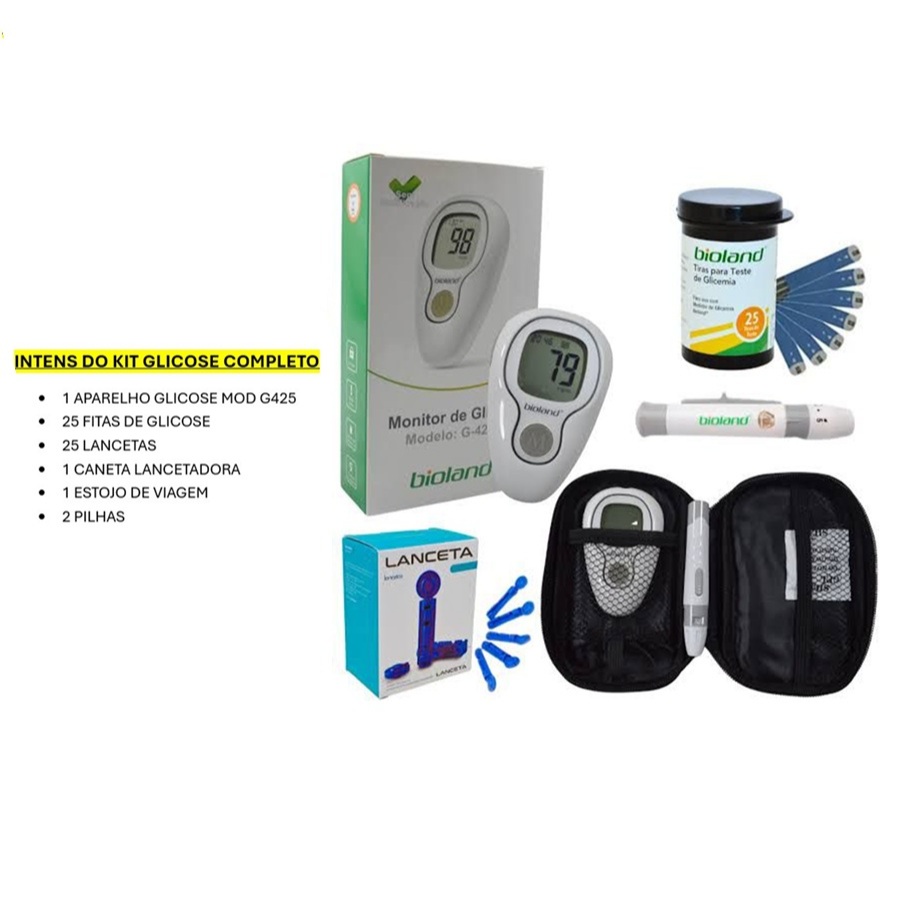 Kit Medidor de Glicose Modelo G425 Completo 25 Tir