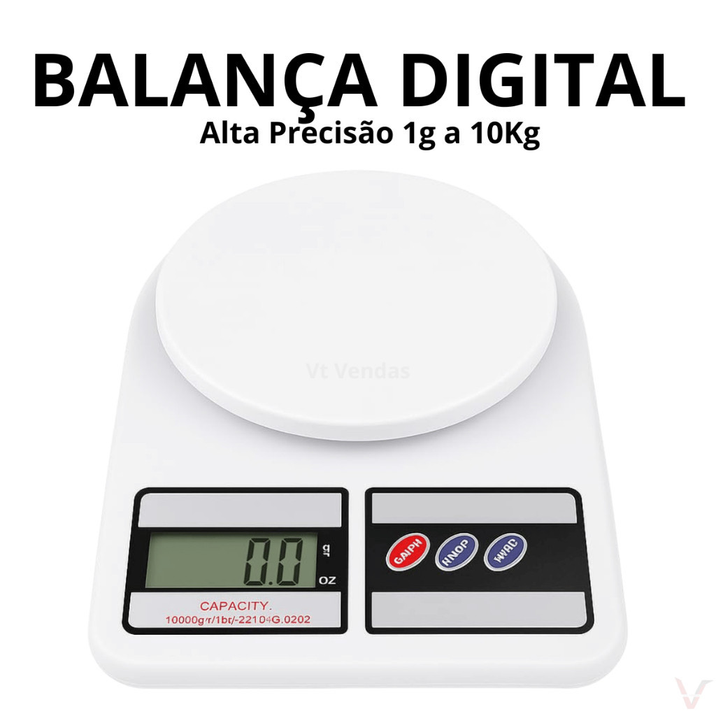 Balança Digital de Cozinha de Precisão 1g a 10Kg