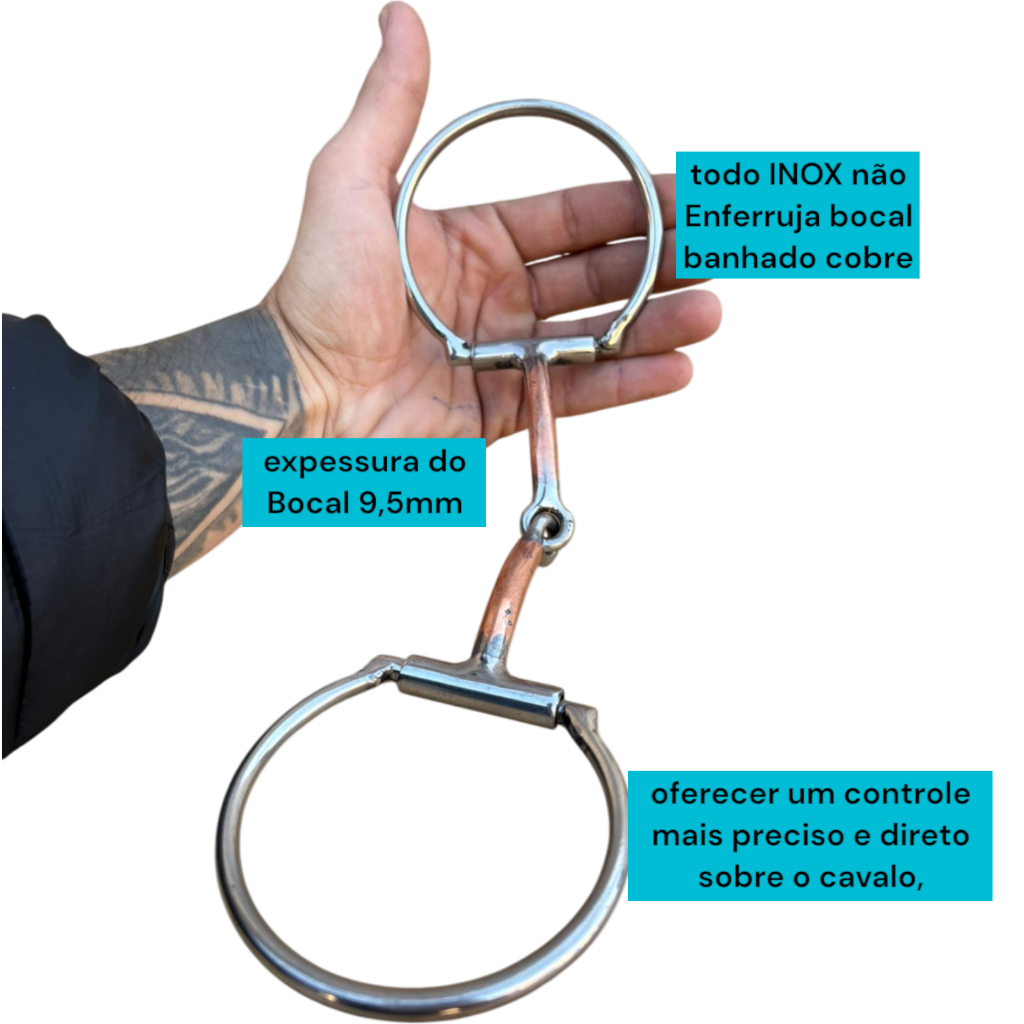 Bridão D Inox Embocadura Bocal Cobre Articulado P