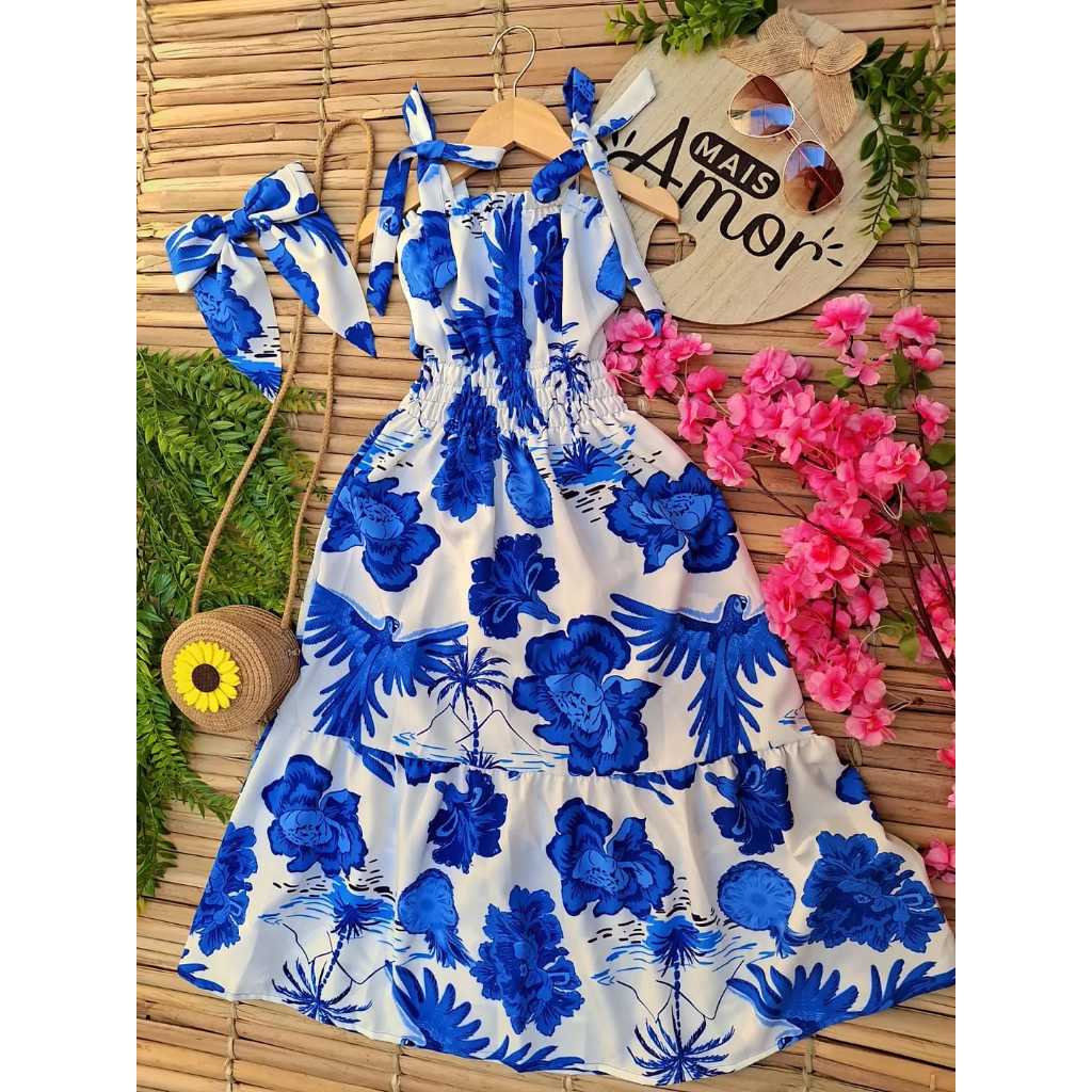 vestido infantil-juvenil estampado  lazo de hombro