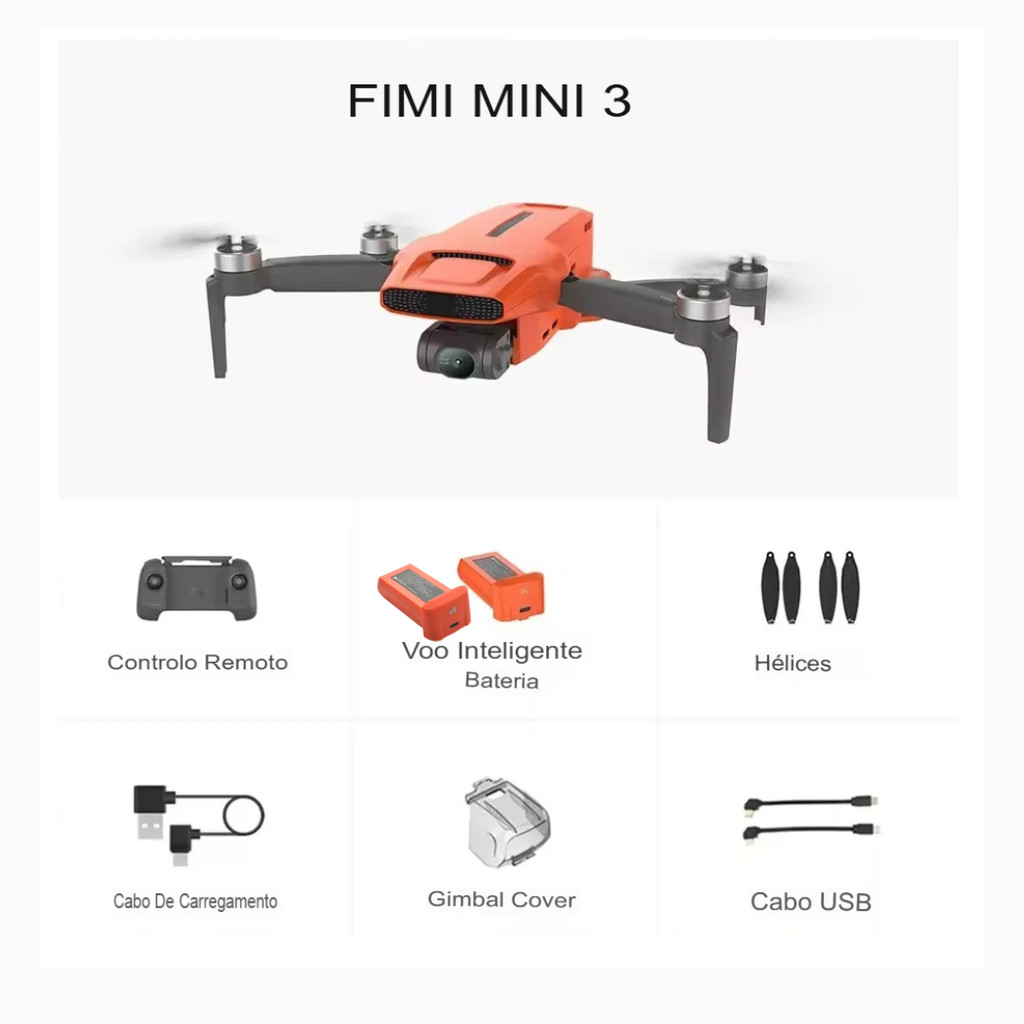 Drone FIMI Mini 3  4K 60FPS, GPS, Gimbal 3 Eixos, 