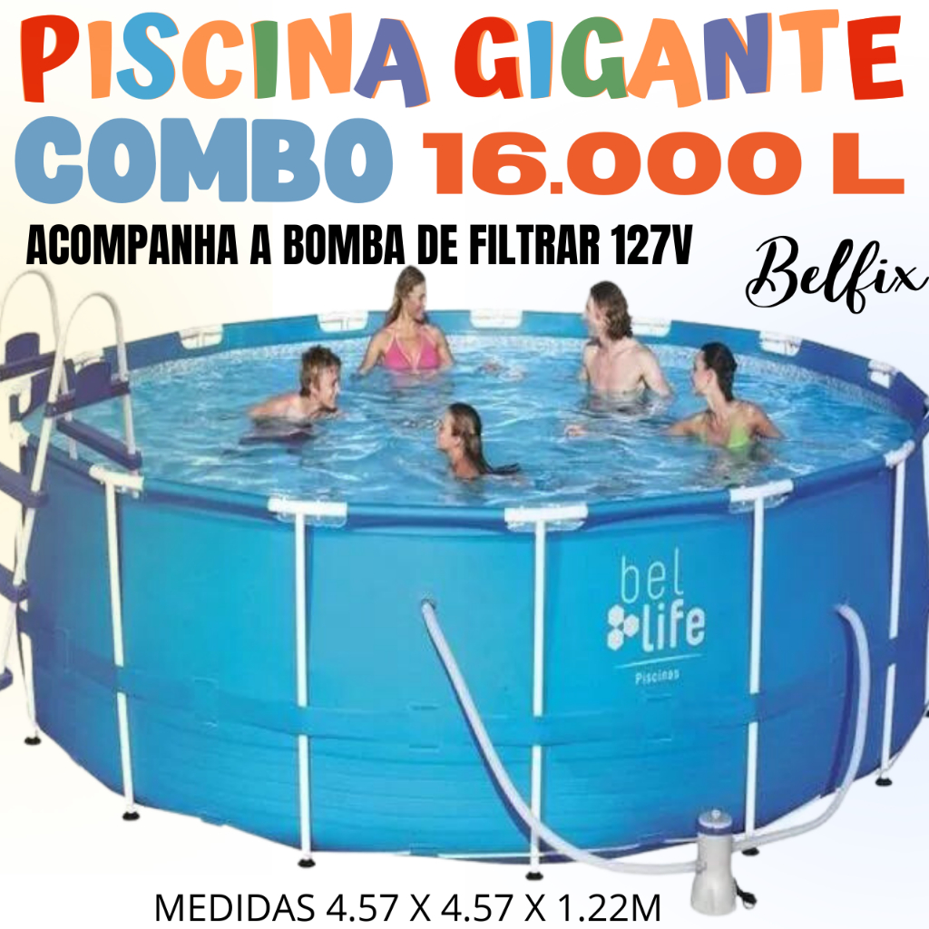 Piscina Gigante de Estrutura Metálica 16.000 Litr