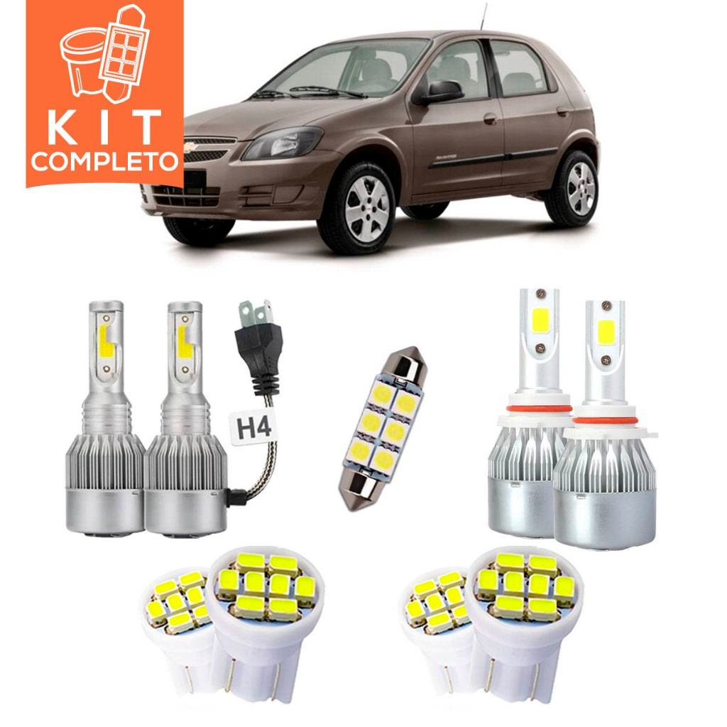 Kit Completo Lâmpadas LEDs para Carros Chevrolet 
