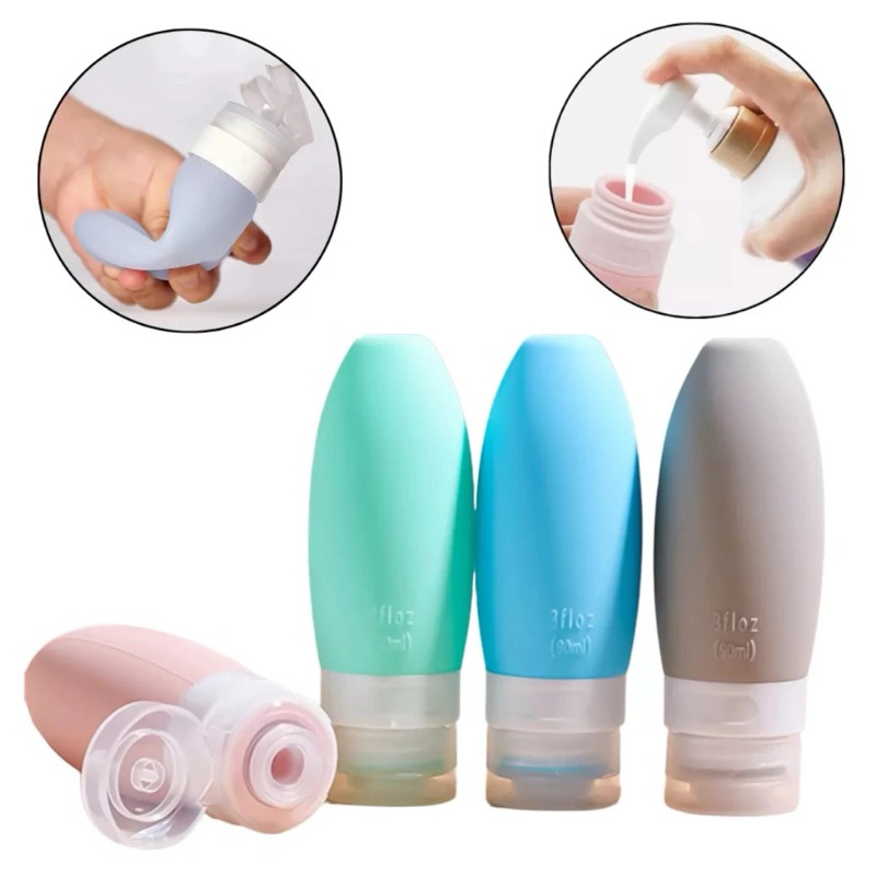 Kit 4 Frasco De Cosmetico 90ml Silicone Para Viage