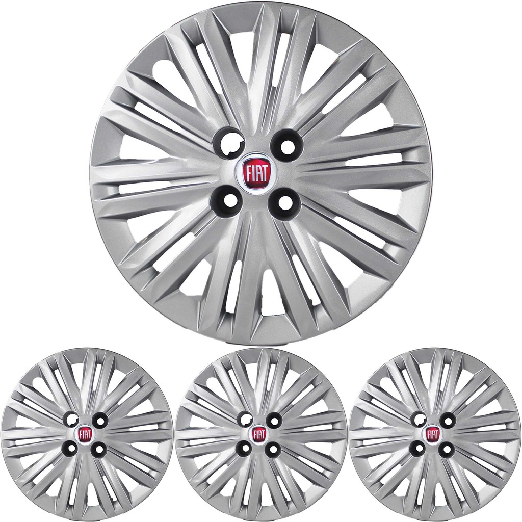 JG 4 Calota Punto TODOS Aro 15 Prata Metálico com