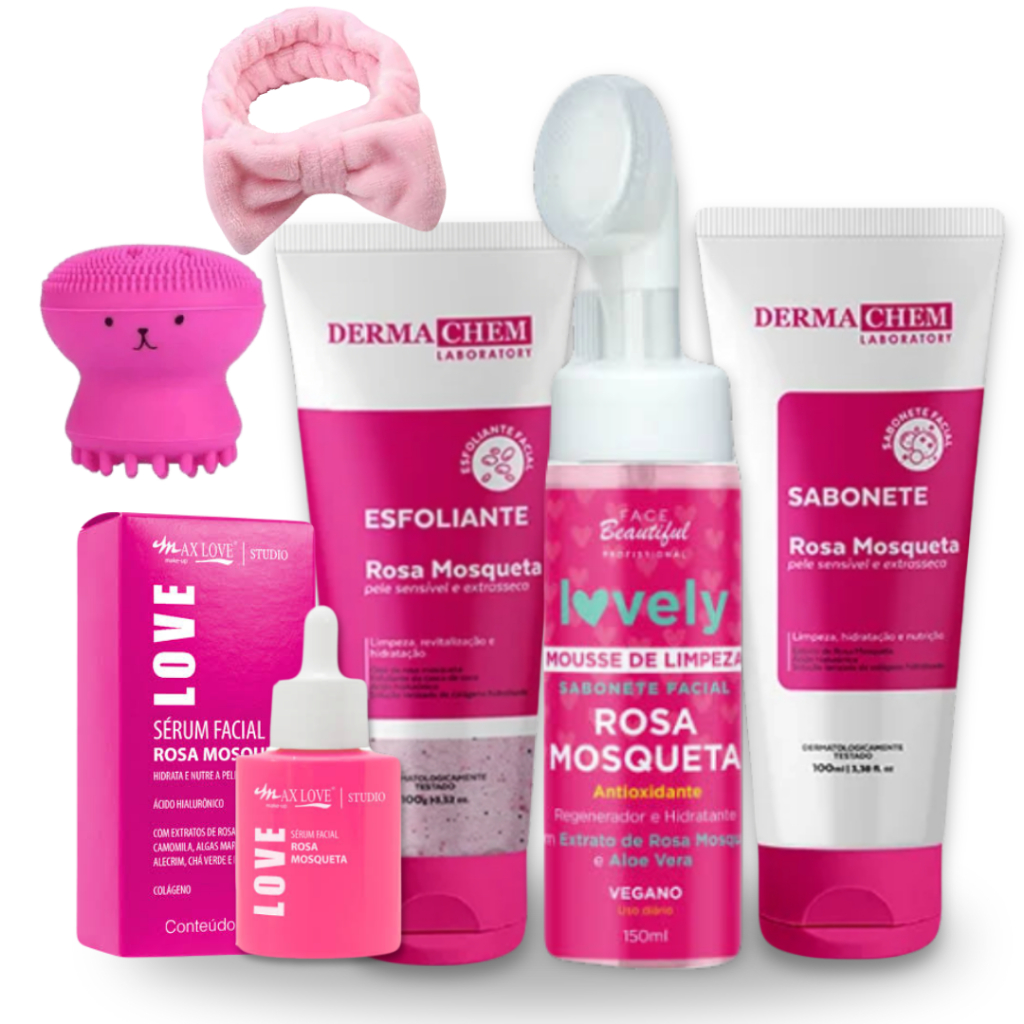 Kit Rosa Mosqueta Skin Care Limpeza de Pele Comple