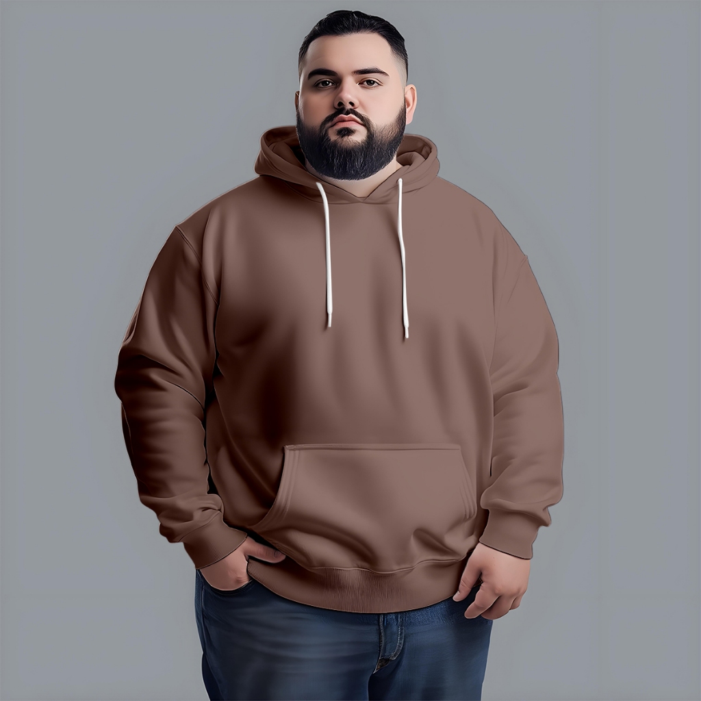 Moletom Unissex Plus Size Com Capuz Canguru Liso C