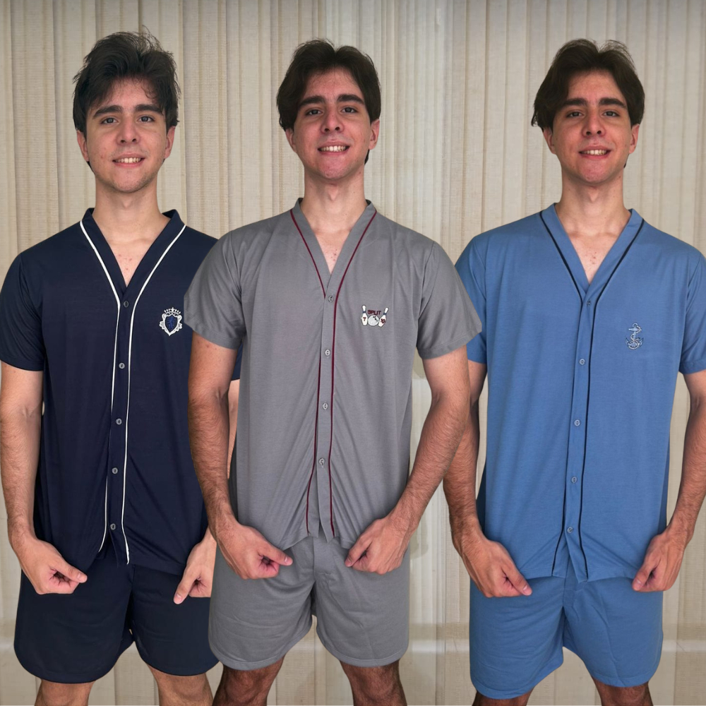 Pijama Masculino Cirúrgico Aberto com Botão Fron