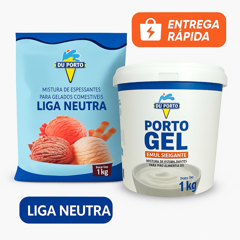 Kit Sorvete  Liga Neutra 1kg + Porto Gel 1kg Du Po