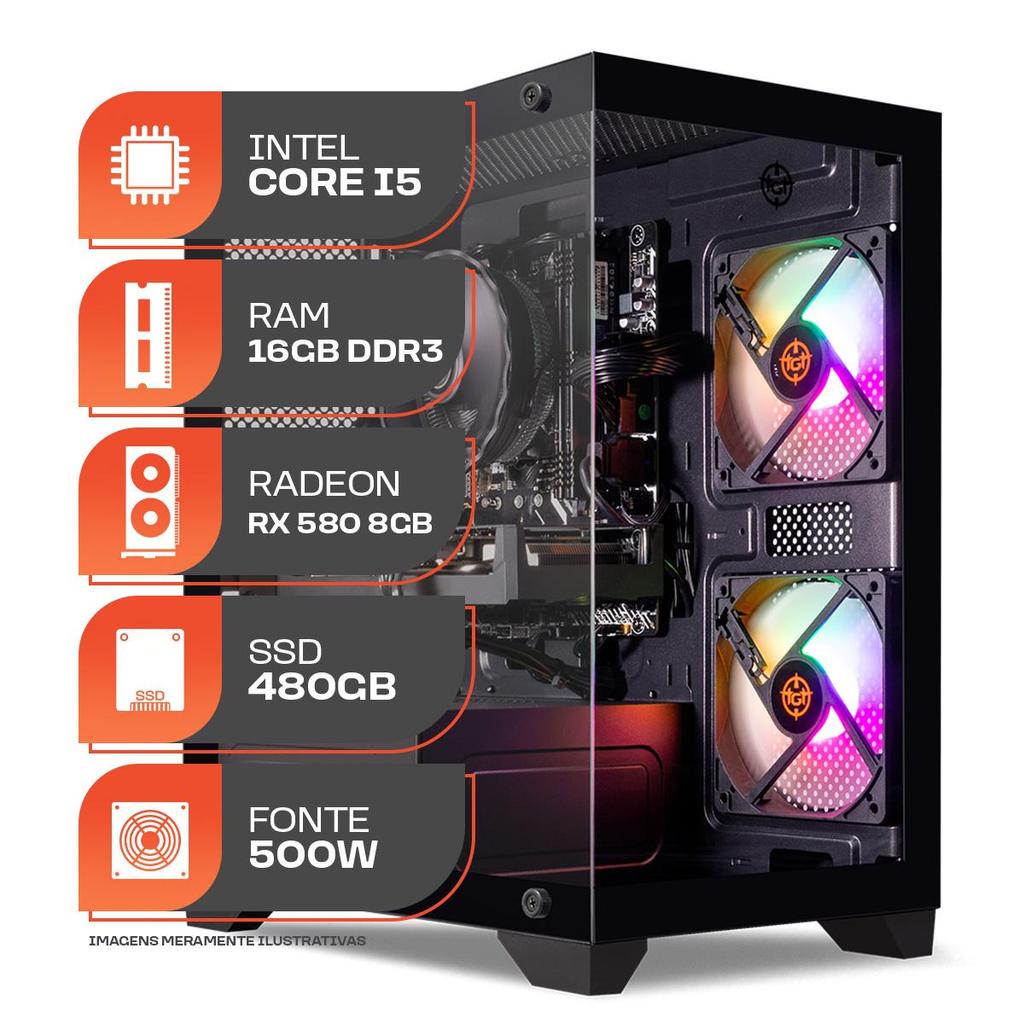 PC Gamer Forge, Intel Core i5, RX 580 8GB, 16GB DE