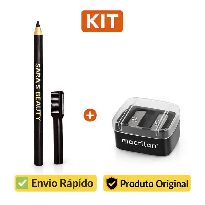 KIT Lápis de Sobrancelha + Apontador Macrilan (Or