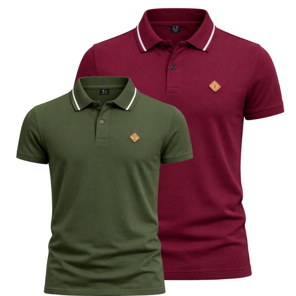 Kit 2 Camiseta Gola Polo Masculina 100% Algodão D