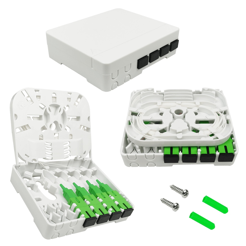 1 Caixa Ftth /pto/ Optico Roseta 4 Portas Branca C