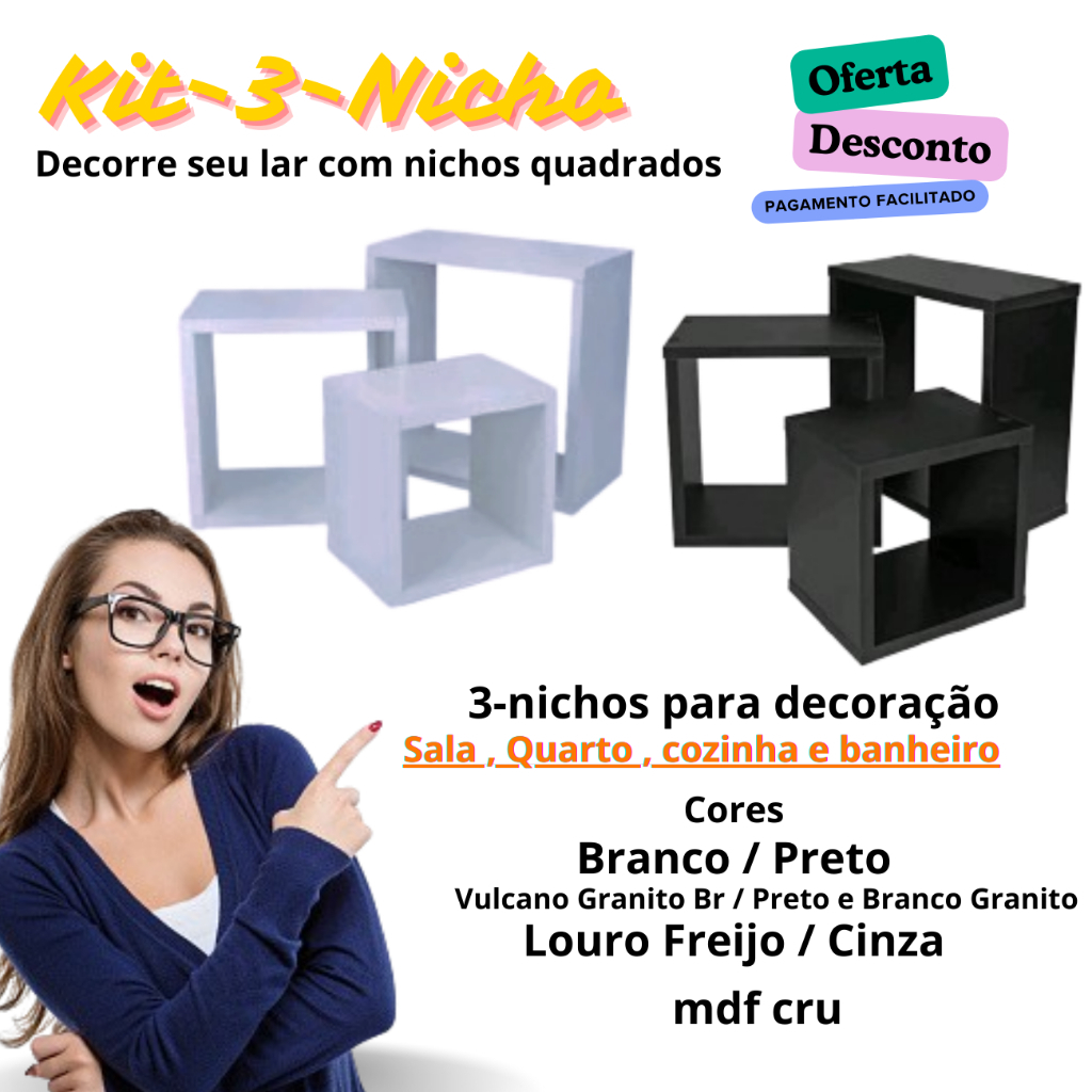 kit 3 Nicho Promoção Nichos para decoração Qua