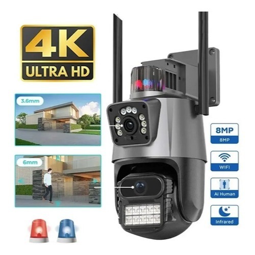 Câmera De Segurança Lente Dupla Prova Dágua Com