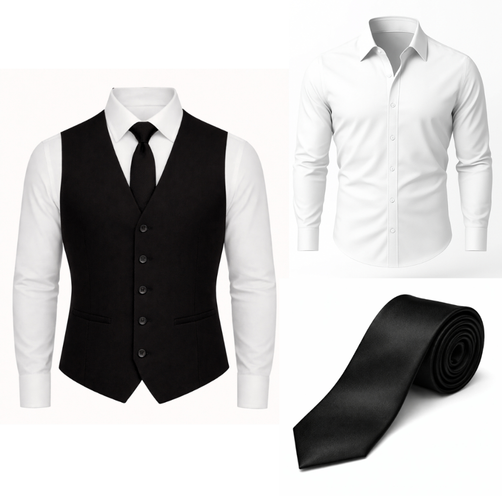 Kit Colete Social Masculino + Camisa Social + Grav