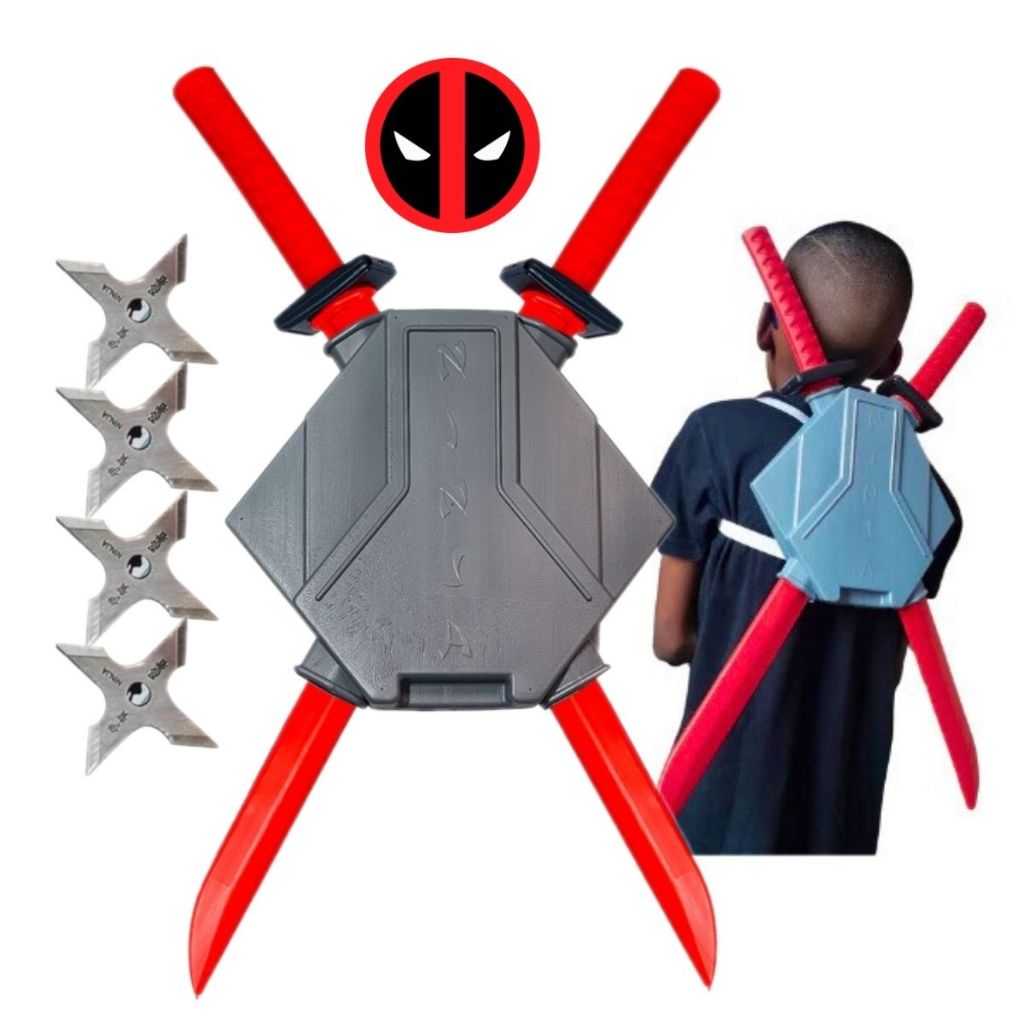 Kit 2 Espadas Brinquedo Infantil + Estrela Ninja +