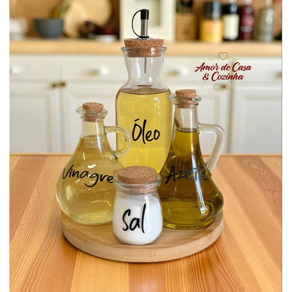 KIT GALHETEIROS SALEIRO E BANDEJA 5 PEÇAS DE VIDR