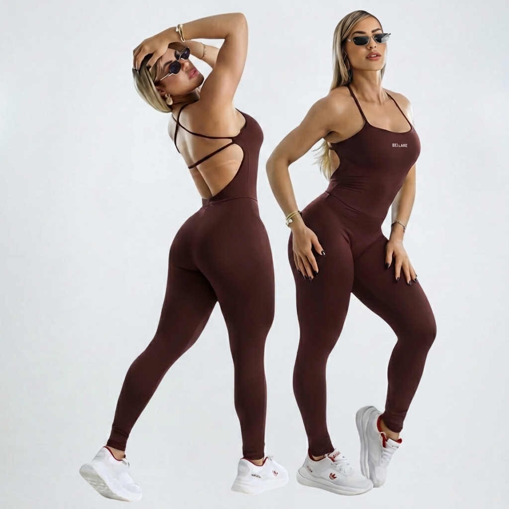 Macacão Academia Feminino Longo com Costas Aberta