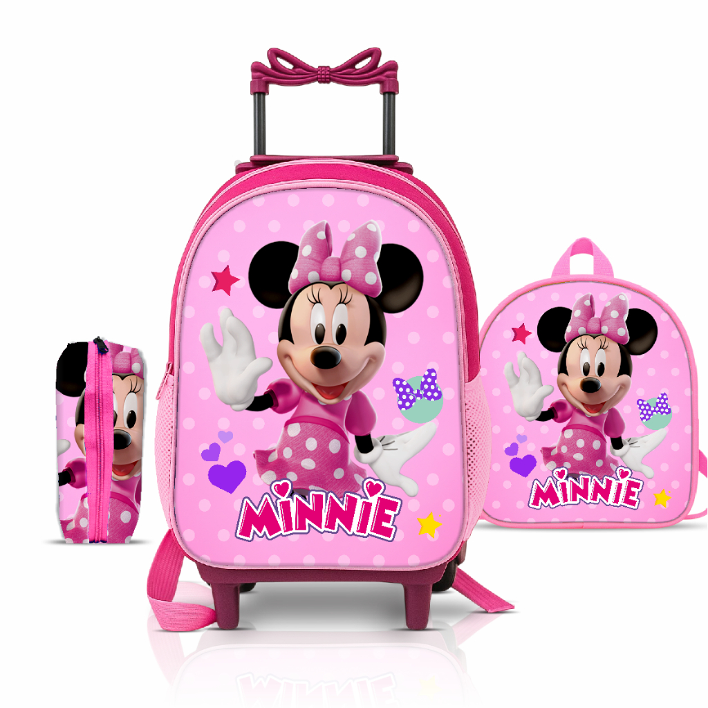 Kit mochila escolar Minnie com lancheira e Estojo 