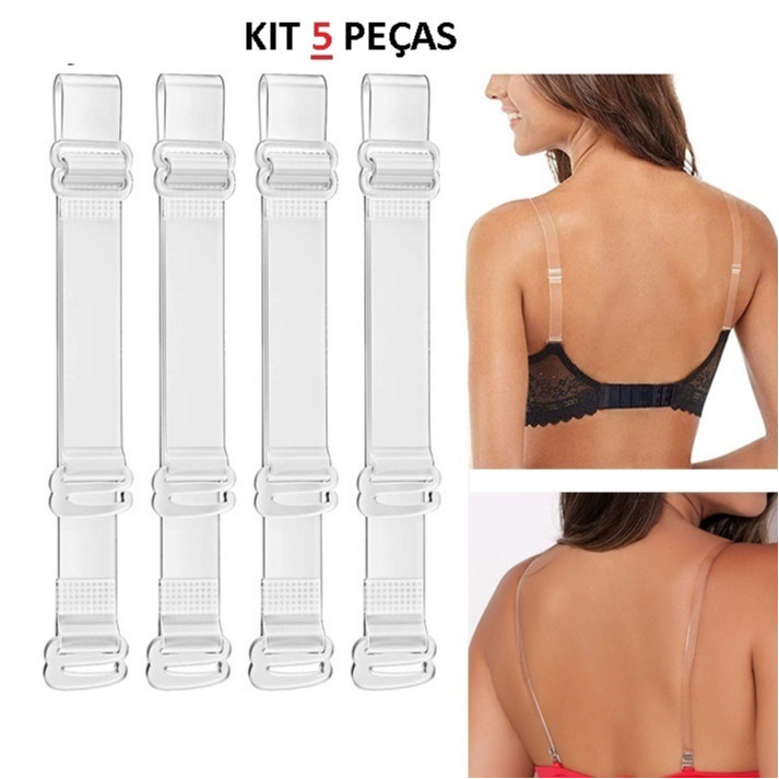 KIT 5 Pares de Alça Para Sutiã De Silicone Trans
