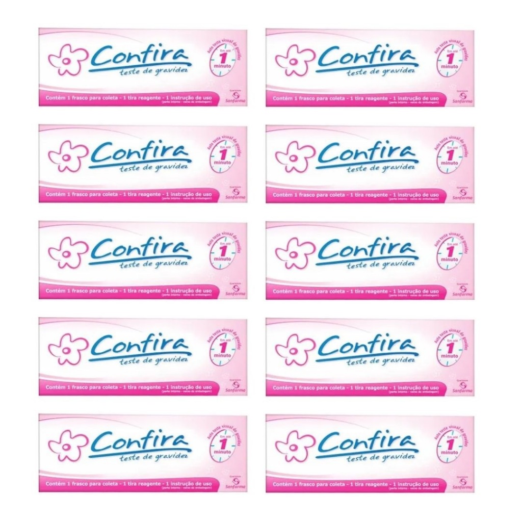 Kit 10 Testes de Gravidez Confira em Tira Resultad