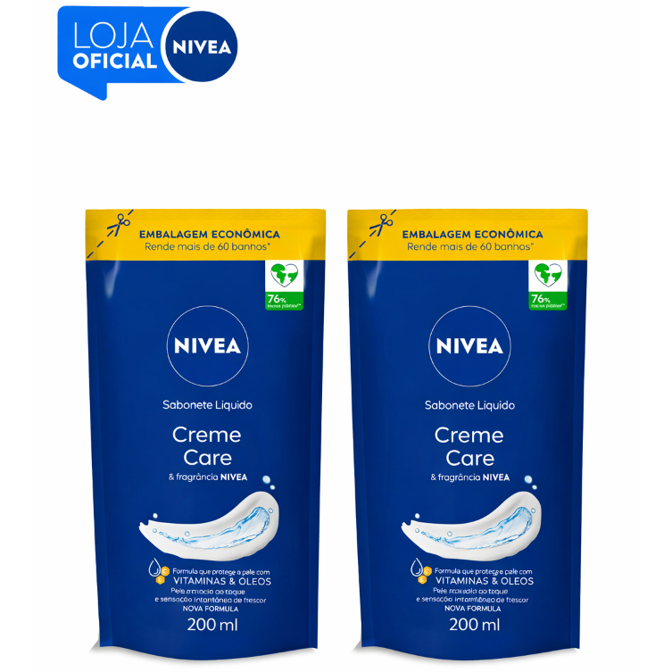 KIT NIVEA Sabonete Líquido Refil Creme Care 200ml