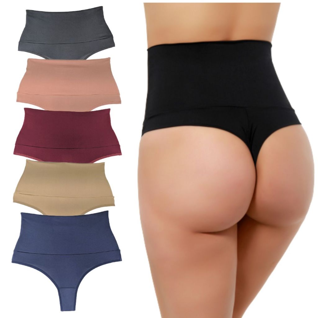 KIT 3 Calcinhas Segura Barriga Fio Duplo Cós alto