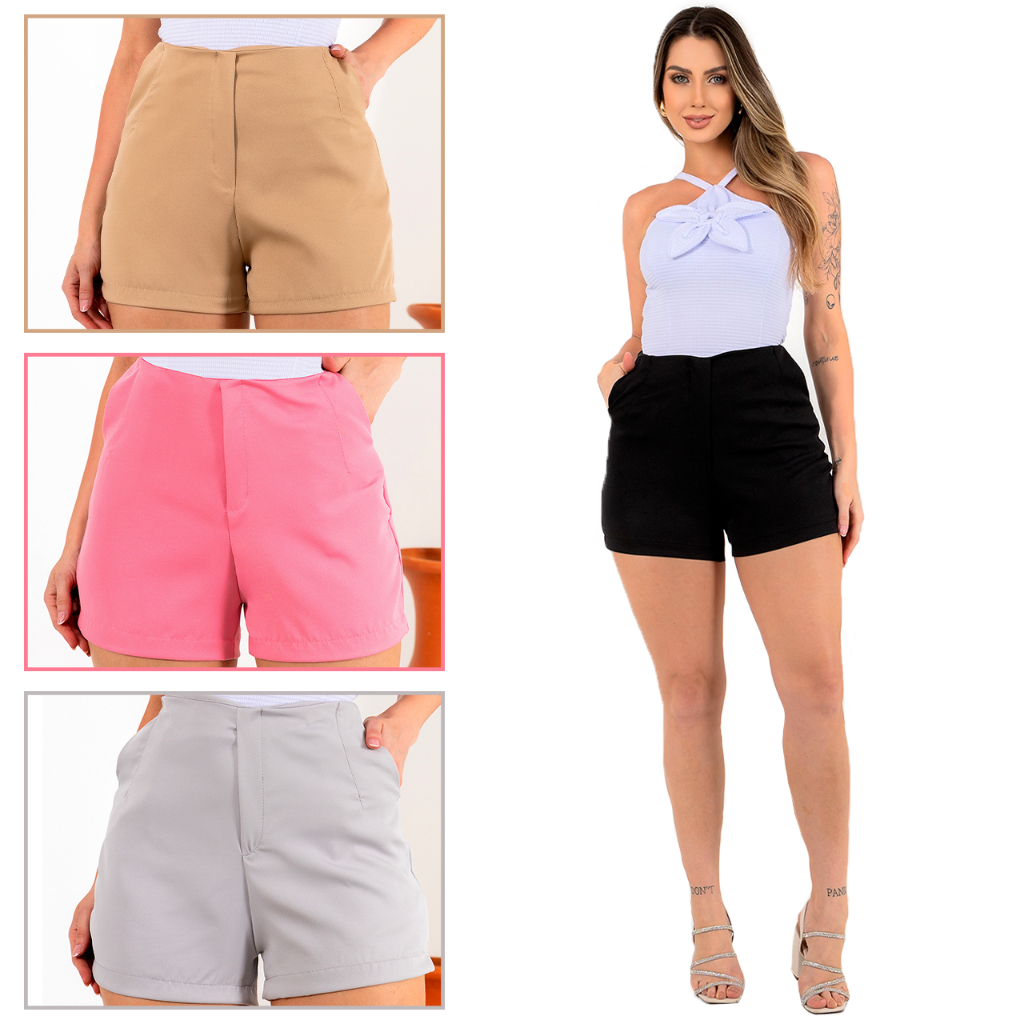 Short Alfaiataria Feminino Zara Com Zíper Na Late