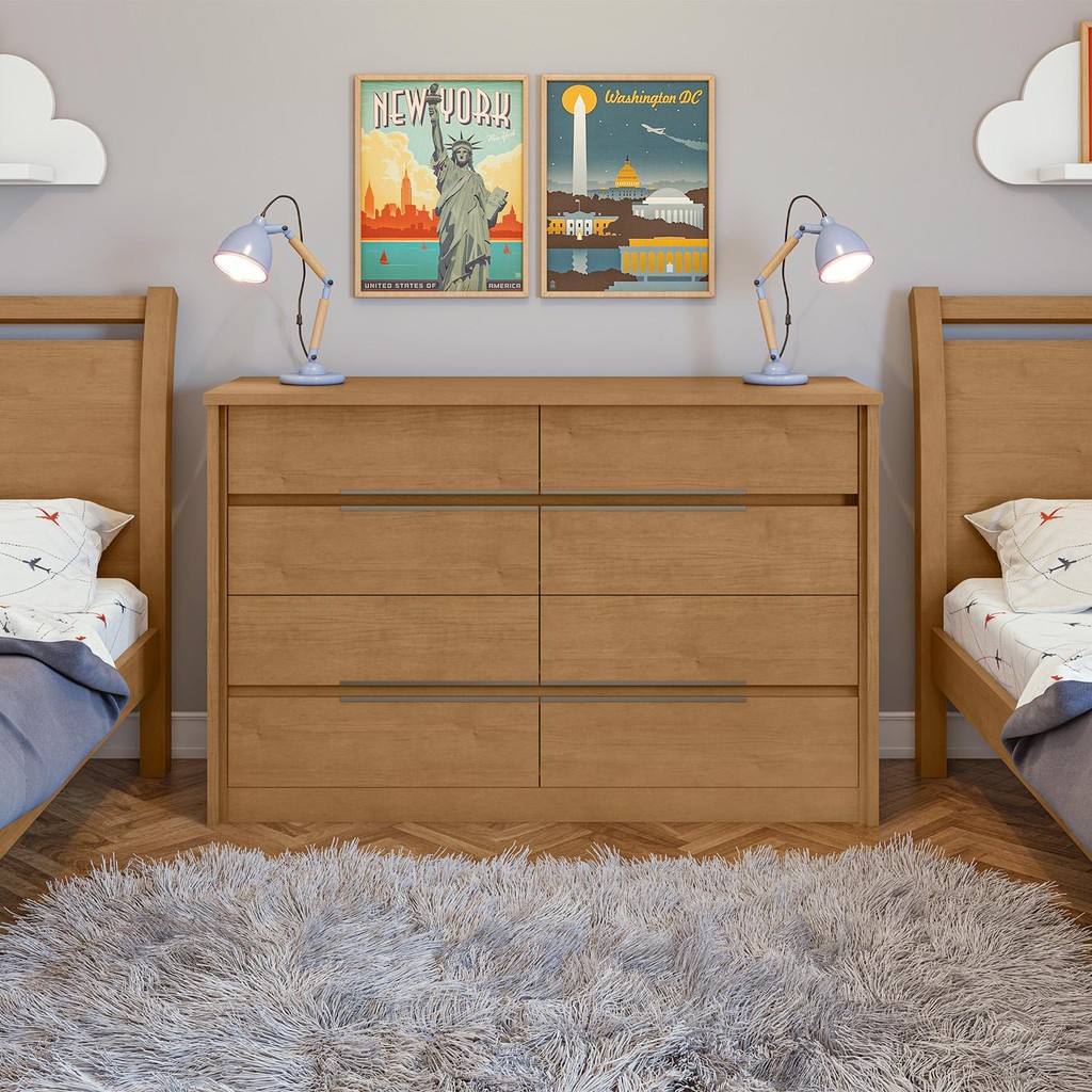 Cômoda Urban 8 Gavetas Amêndoa Clean