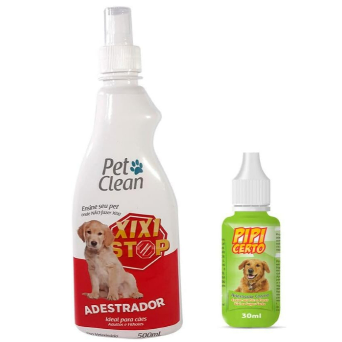 Kit Adestrador Xixi Stop + Xixi Aqui Pet Clean 500