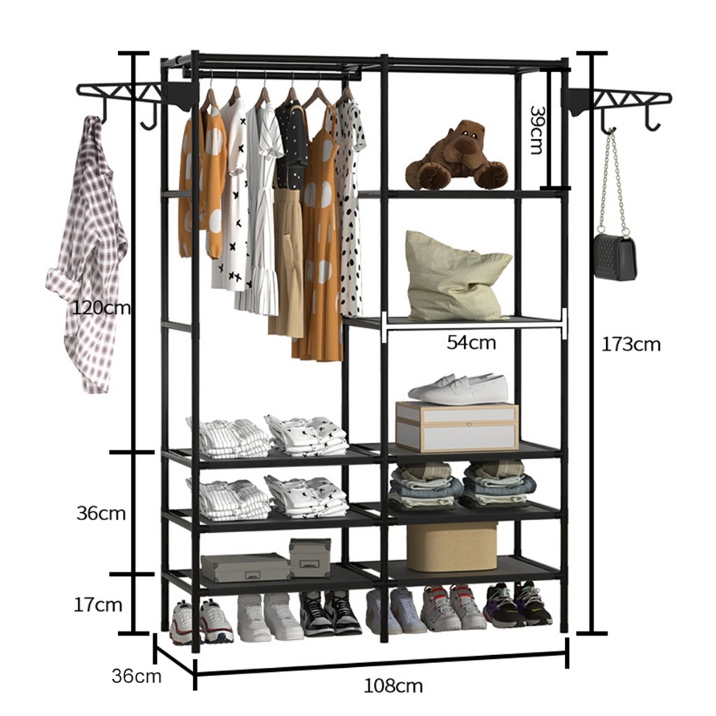 Arara Guarda Roupa 2 Divisórias De Portatil Roupe