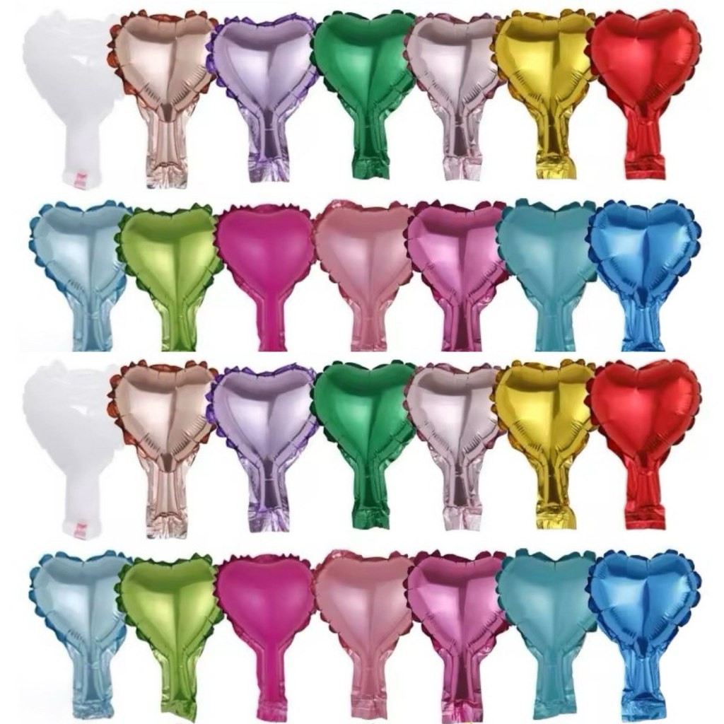 50 Balão Metalizado Mini Coração 12cm 5 polegad