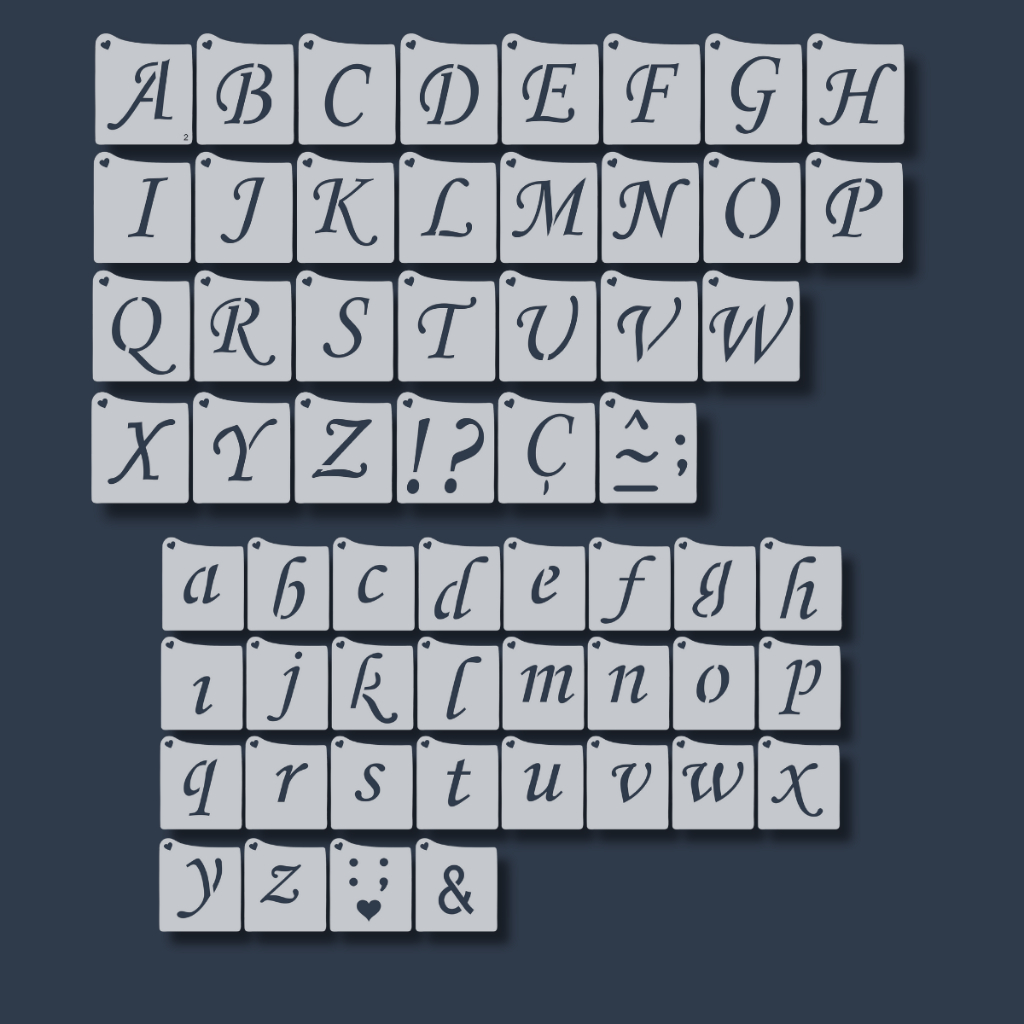 Kit 57 Stencil Moldes Alfabeto Abecedário Letras 