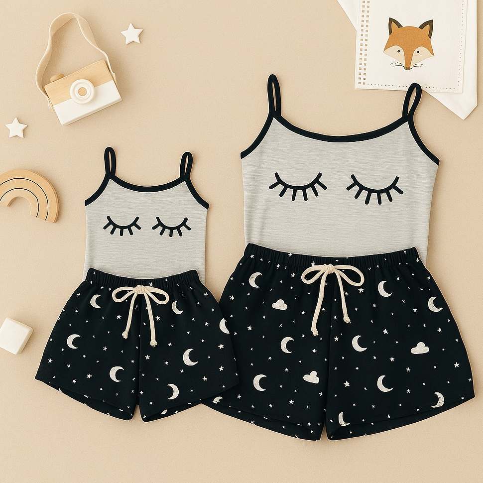 Kit Baby Doll FB Mãe e Filha Cilios Fofo Cinza Ma