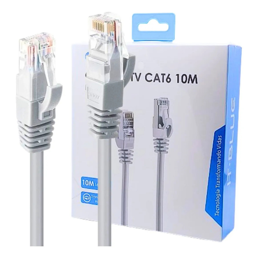 Cabo de Rede CAT6 Blindado RJ45 Ethernet Gigabit p