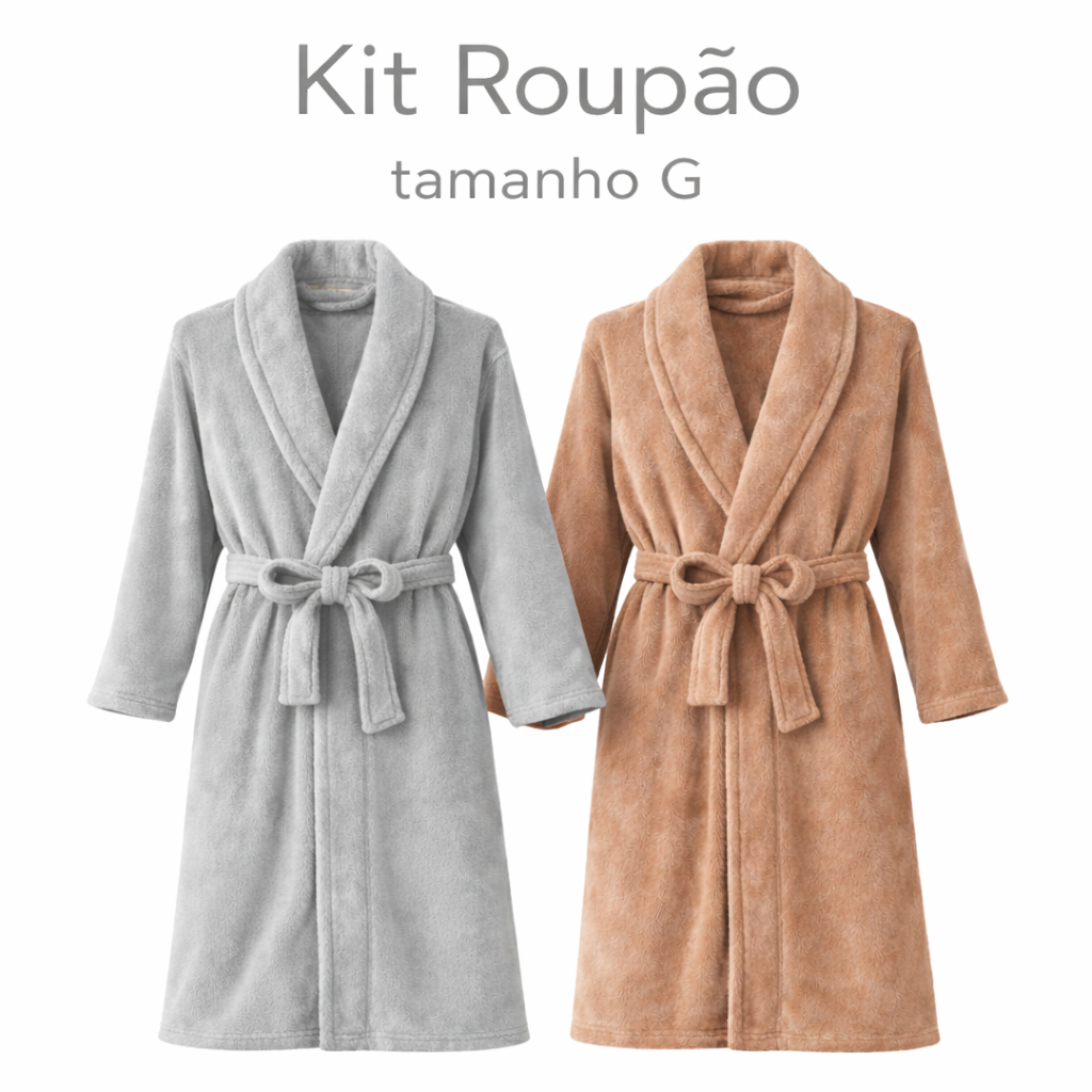 Kit 2 Roupões Plush M ou G Unissex Adulto Inverno