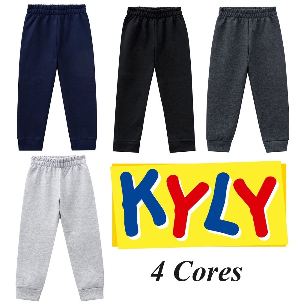 Kit 3 Calça Moletom Flanelada Punho Infantil Kyly