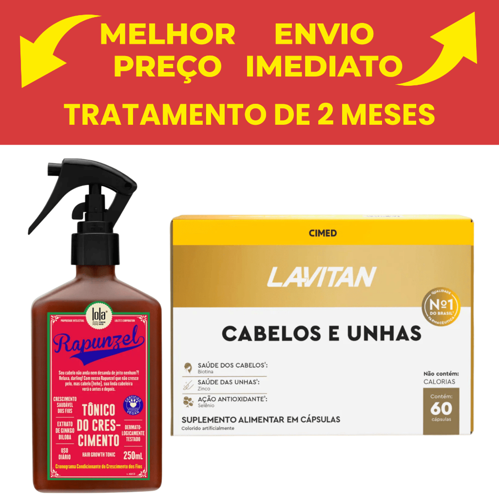 Kit Tônico Rapunzel Lola 250ml e Lavitan Cabelos 