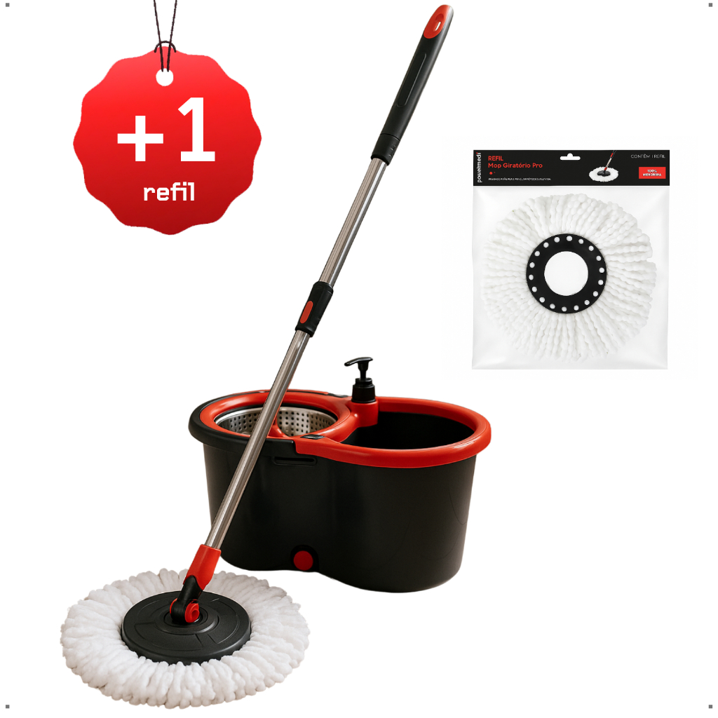Mop Balde Spin Mob 360 Com 2 Refis De Esfregão E 