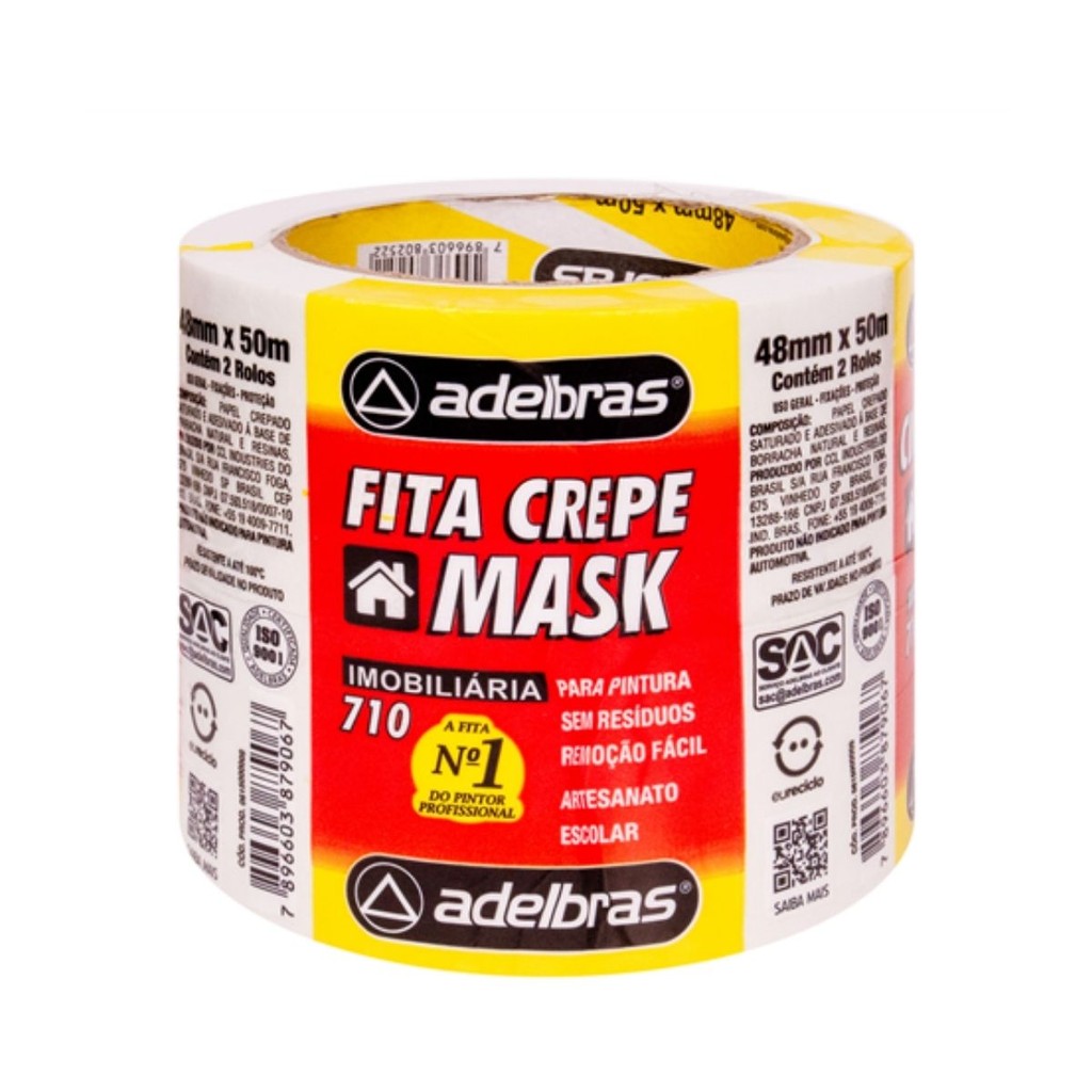 Kit 2 Fita Crepe Larga 48mm X 50mts Uso Geral Adel