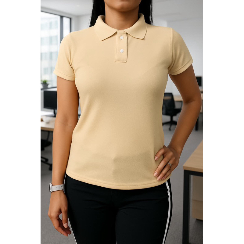 Camisa Gola Polo Baby Look Feminina