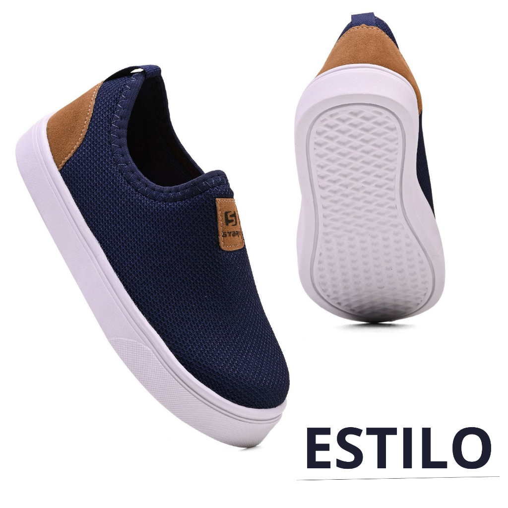 Tênis Infantil Sem Cadarço Menino Juvenil Confor