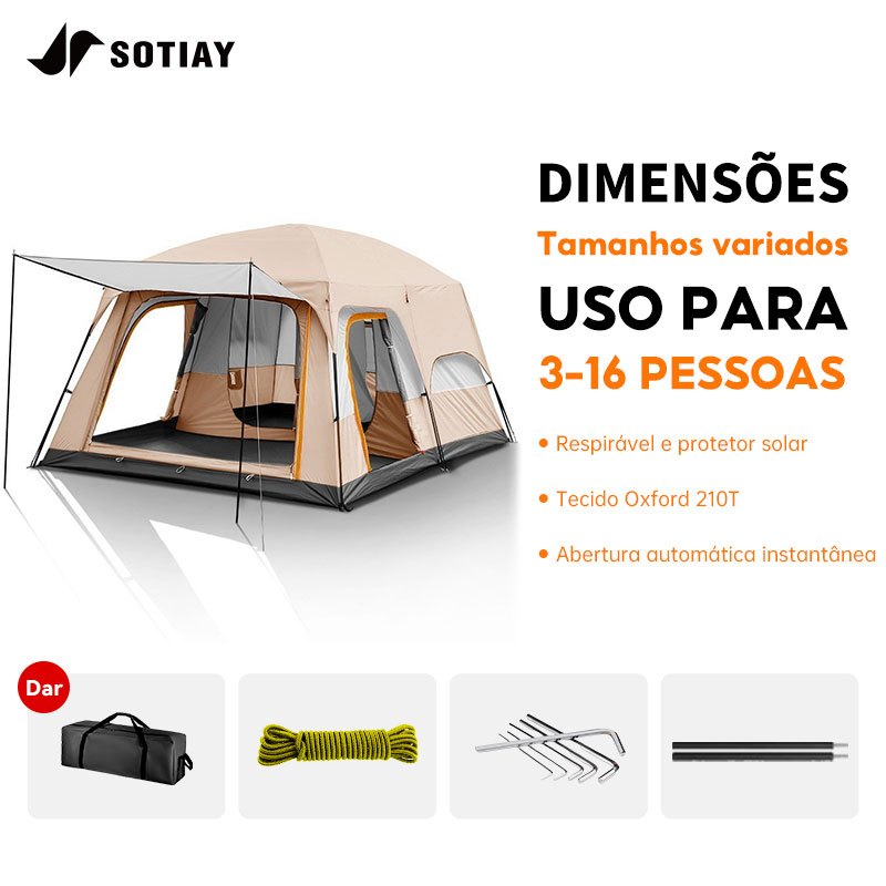 Barraca Camping Acampamento 9-12 Pessoas Grande Fa