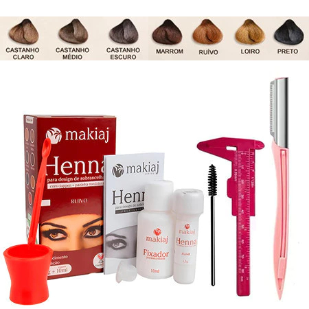 Conjunto De Henna E Kit Para Sobrancelha Com Régu