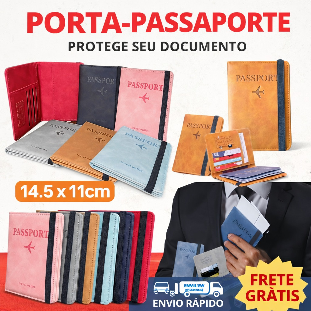 Carteira passaporte e cartões Porta-Passaporte Vi