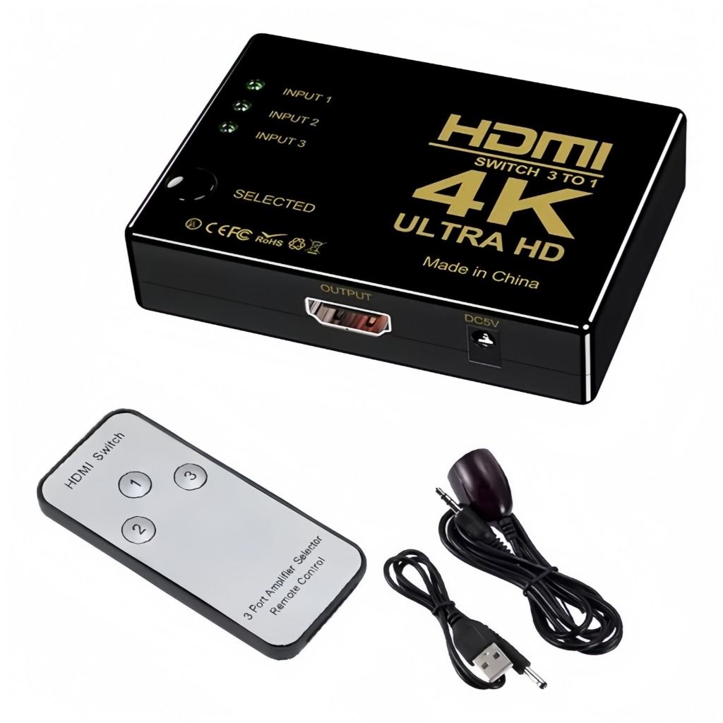Chaveador Comutador Hdmi 3×1 Switch 4k 3d Uhd